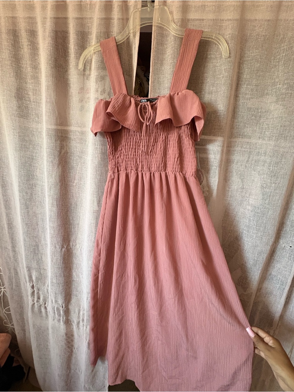 Zara Rose Pink Ruffle Maxi Dress